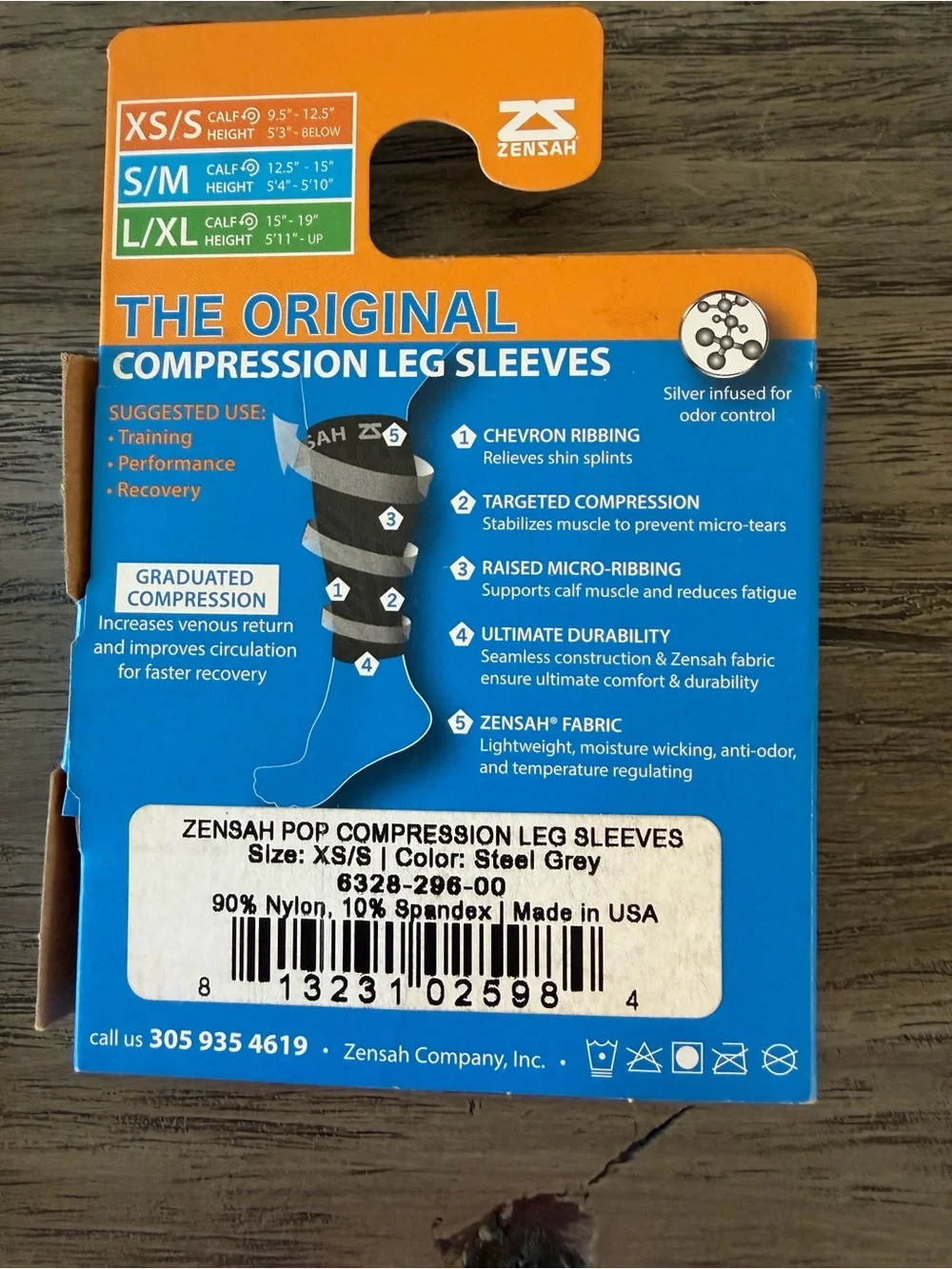 NWT Grey Compression Calf/Leg Sleeves - XS/S